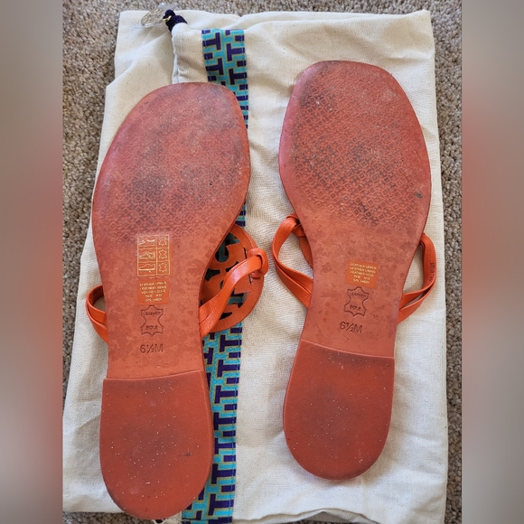 Tory burch orange miller square toe sandals 6.5 - Picture 3 of 4